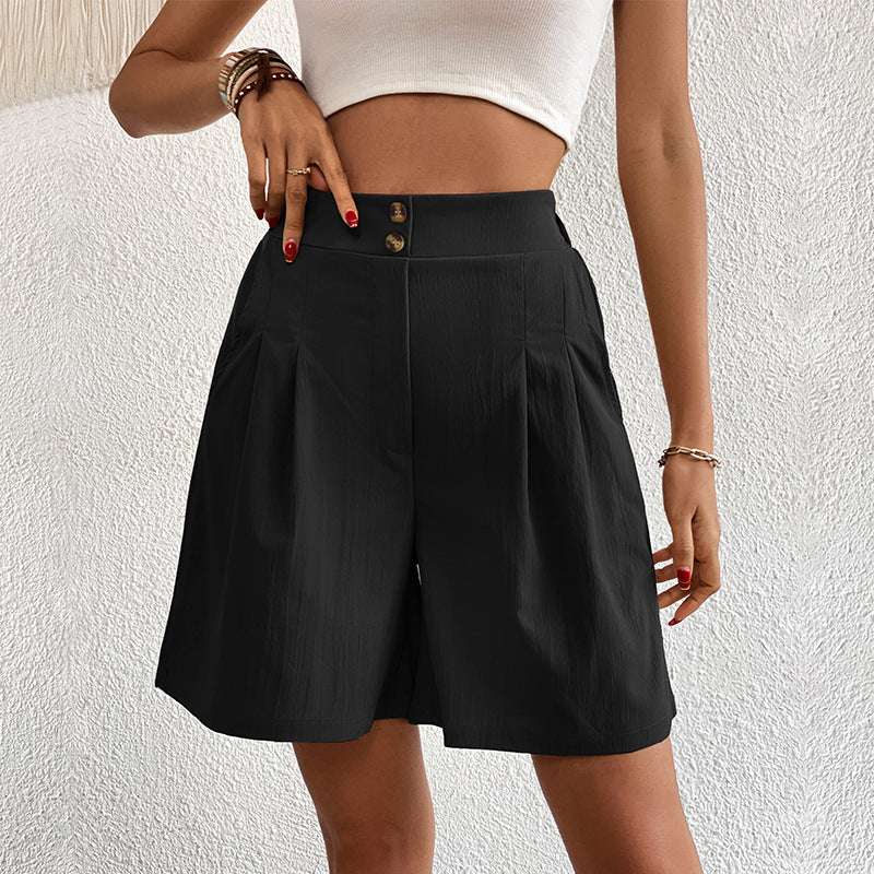Summer New Loose Pants Casual Women&#039;s High Waist Wide Leg Shorts