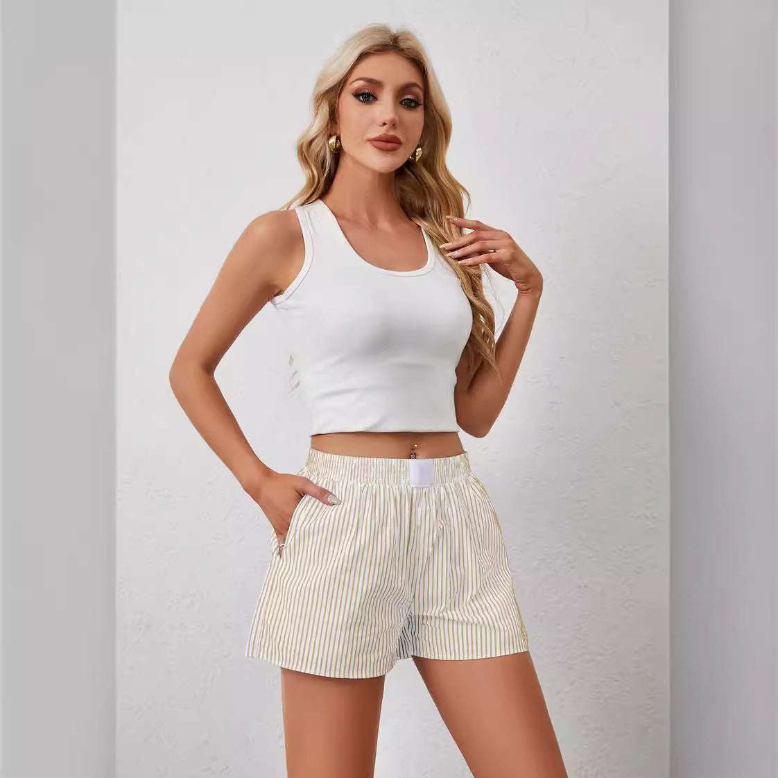 Fashion Individual Casual Striped Shorts For Women - globaltradeleader