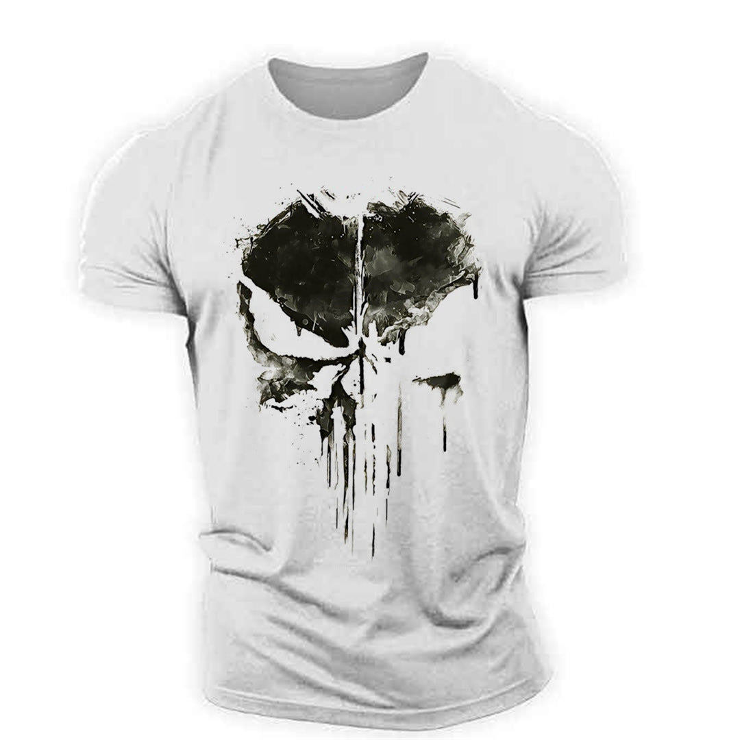 Men's Round Neck Short-sleeved T-shirt American Drama The Punisher Skull Skull Print Men's 3D Fashion Personality Trend