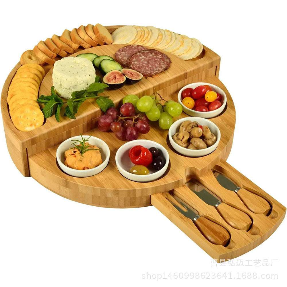 Cheese Board And Knife Set Plus Fruit Plate Organic Bamboo Cutting Board Cheese Board