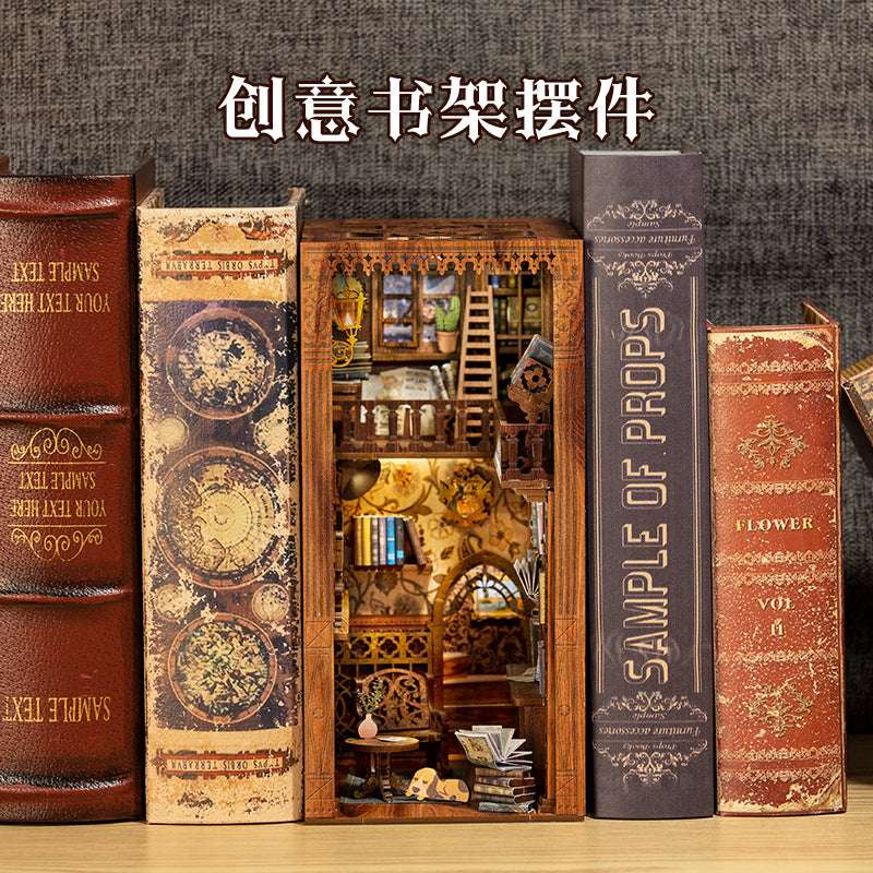 Eternal Bookstore Wooden 3-dimensional Handmade Assembled Book Stand Model Building Toy For Birthday Women