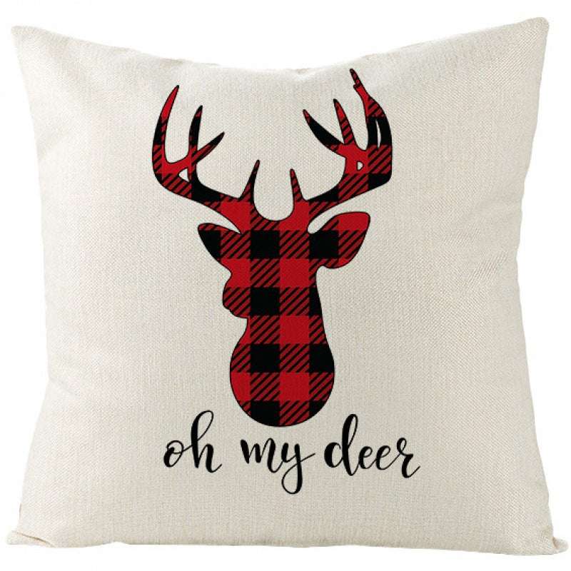 Christmas Fashion Simple Linen Printed Pillowcase