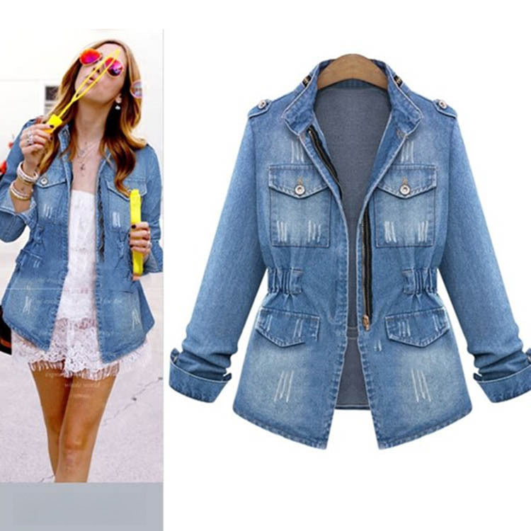 Autumn And Winter New European And American Women's Denim Coat Large Size Fat Girls Long Sleeve Coat Women