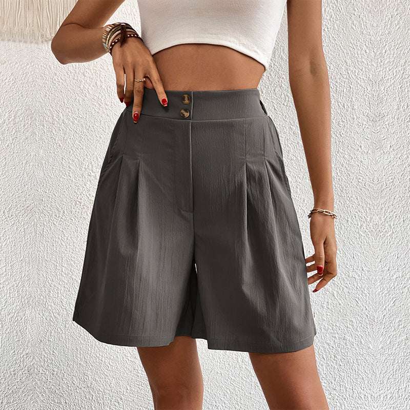 Summer New Loose Pants Casual Women&#039;s High Waist Wide Leg Shorts