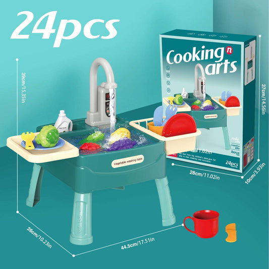 Children's Dishwasher Toy Simulation Kitchen Dishwasher Electric Circulation Water Washing Basin Play House Mini Set