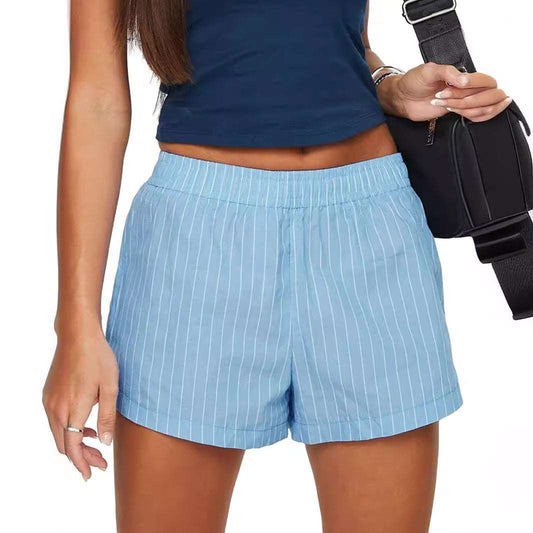 Fashion Loose Pockets Striped Shorts Women's Clothing - globaltradeleader