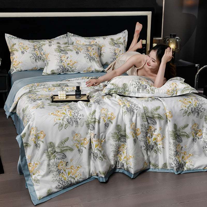 Printed Washed Tencel Summer Cooling Duvet Four-piece Set - globaltradeleader