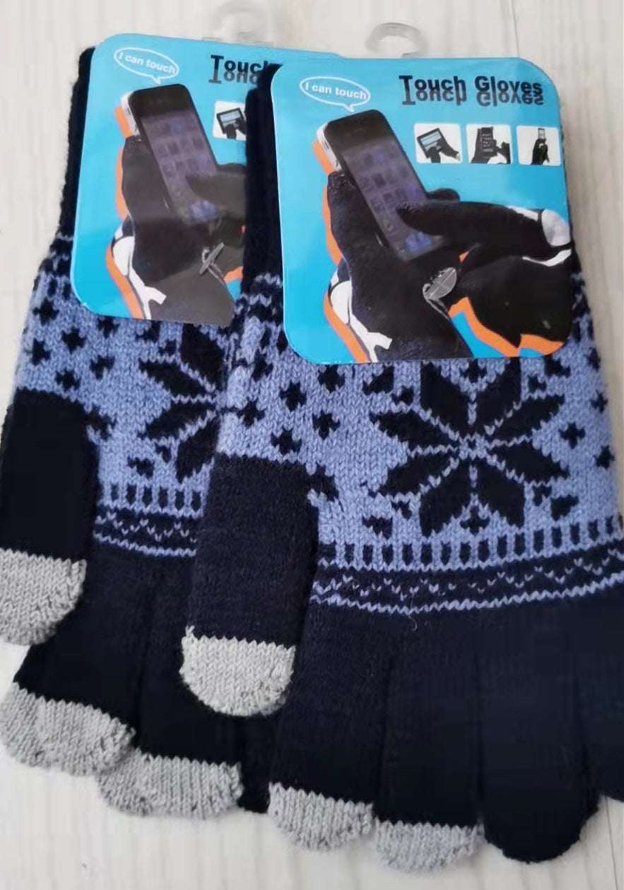 Printed Mobile Phone Touch Screen Knitted Gloves Winter Thicken Thermal Gloves - globaltradeleader