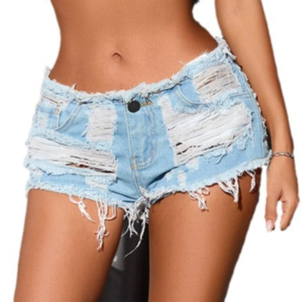 Hot Girl Sexy Low Waist Ripped Denim Frayed Super Short Shorts Women - globaltradeleader