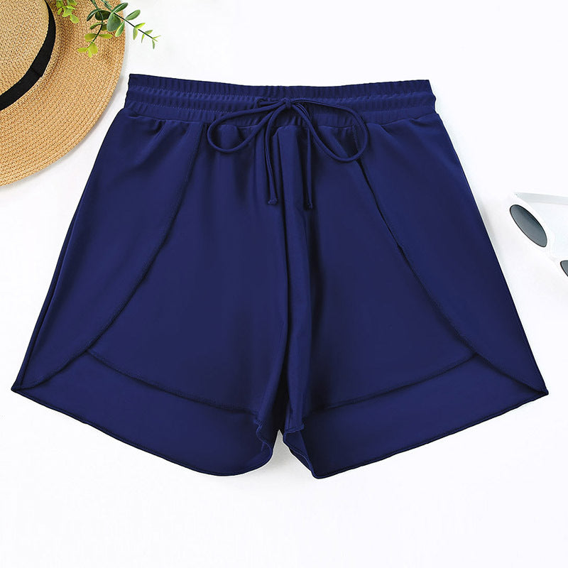 Quick-drying High Waist Women's Swimming Trunks Summer Vacation Style Solid Color - globaltradeleader
