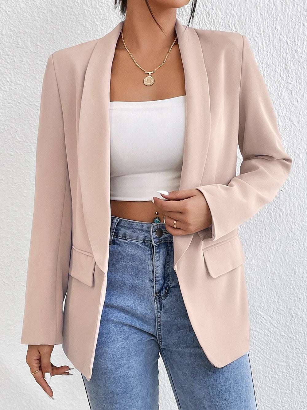 Middle East Hot Style Women's Clothing Autumn And Winter Solid Color Lapel Small Suit Temperament Commuter Jacket