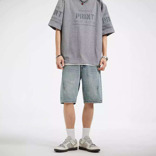 Summer New Structure Loose Straight Denim Shorts Simple All-matching - globaltradeleader