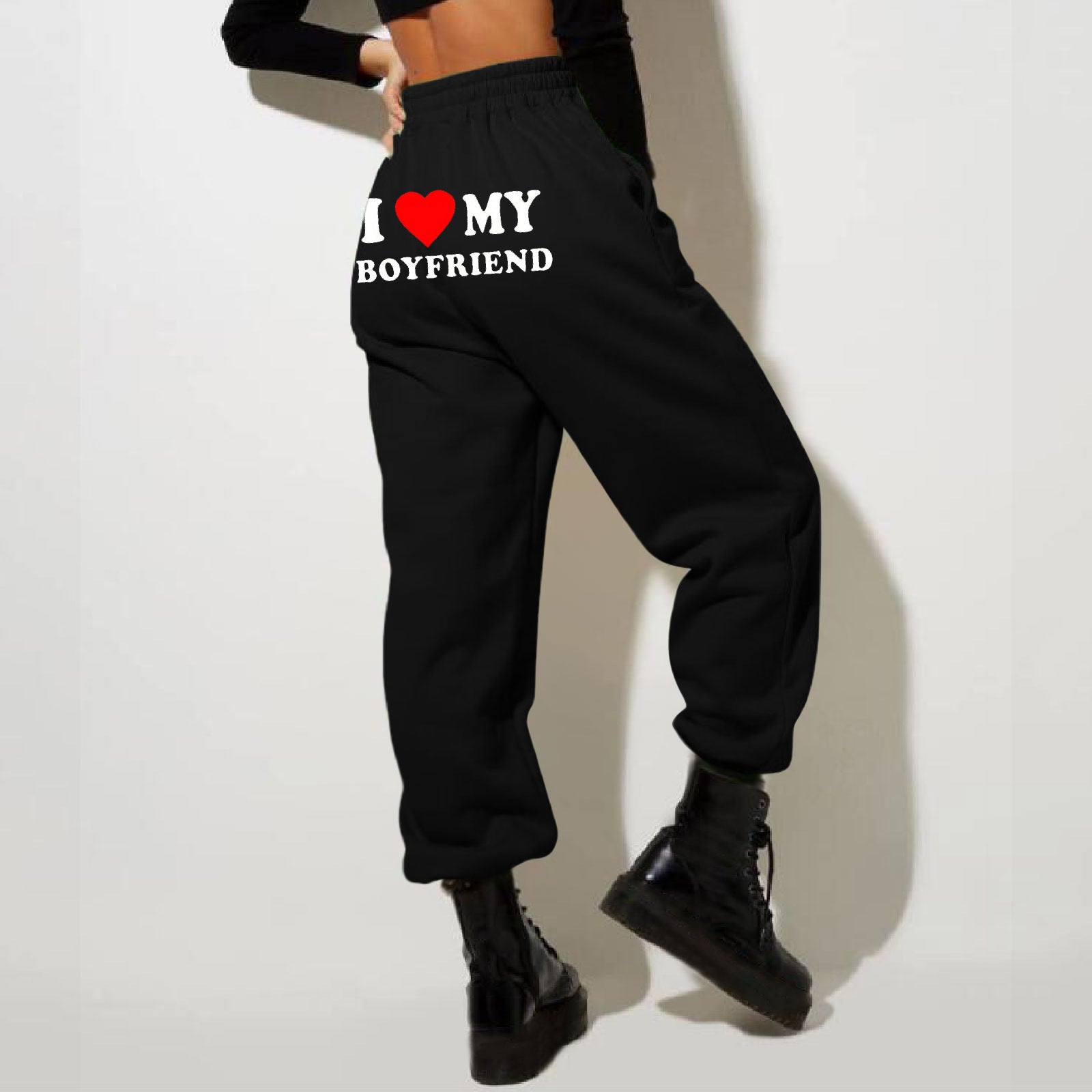 I Love MY BOYFRIEND Printed Trousers Casual Sweatpants Men And Women Sports Pants - globaltradeleader