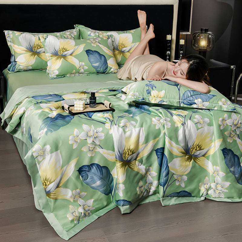 Printed Washed Tencel Summer Cooling Duvet Four-piece Set - globaltradeleader
