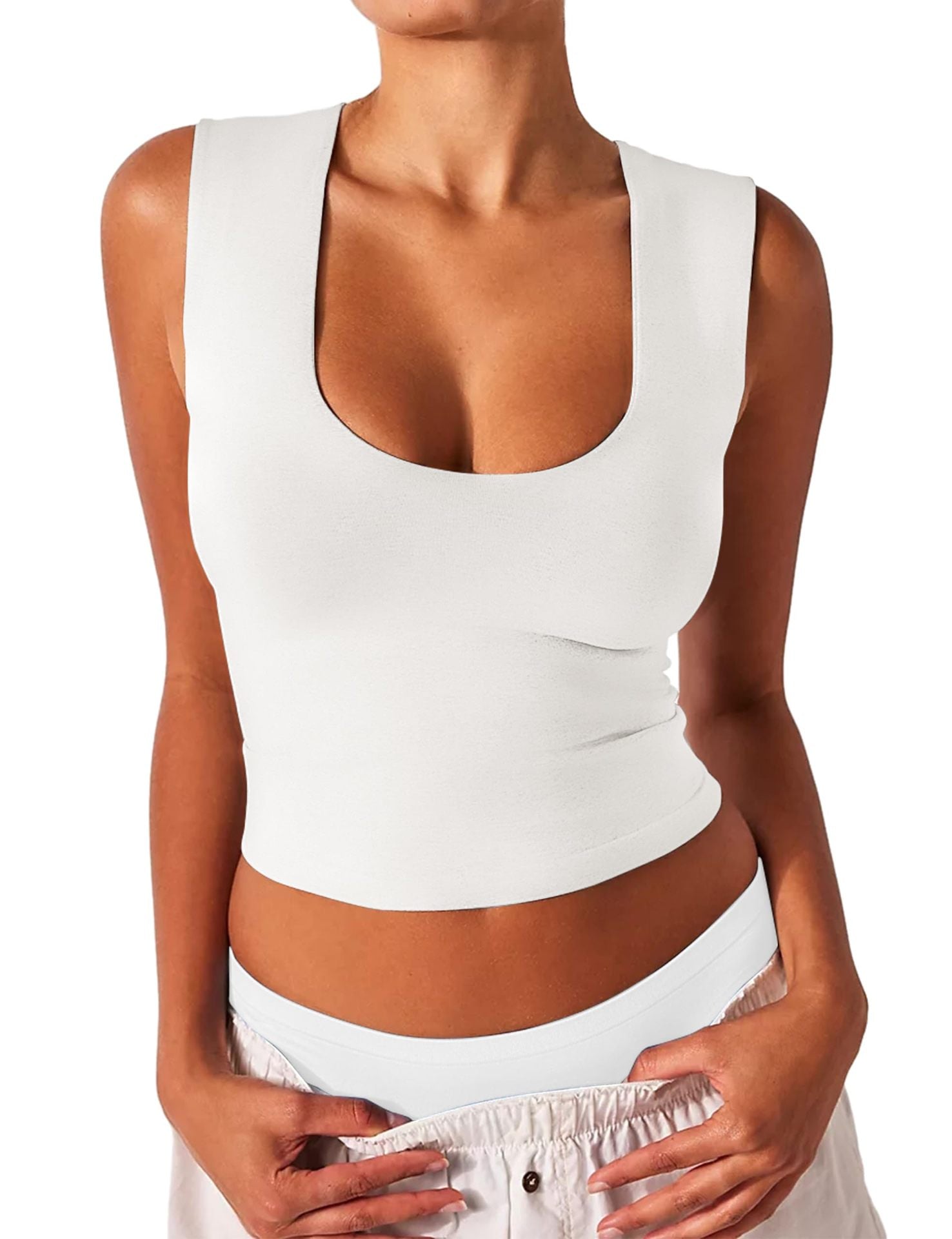 Women's Slim-fit U-neck Sleeveless Vest Top - globaltradeleader