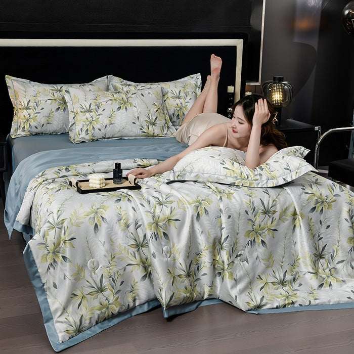 Printed Washed Tencel Summer Cooling Duvet Four-piece Set - globaltradeleader
