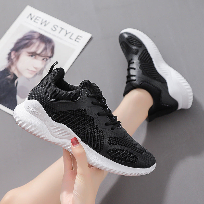 Spring And Summer Flying Woven Mesh Women&amp;amp;amp;amp;amp;amp;#039;s Shoes Breathable Sports Shoes Deep Mouth Lace-up Platform Casual Shoes Women&amp;amp;amp;amp;amp;amp;#039;s Running