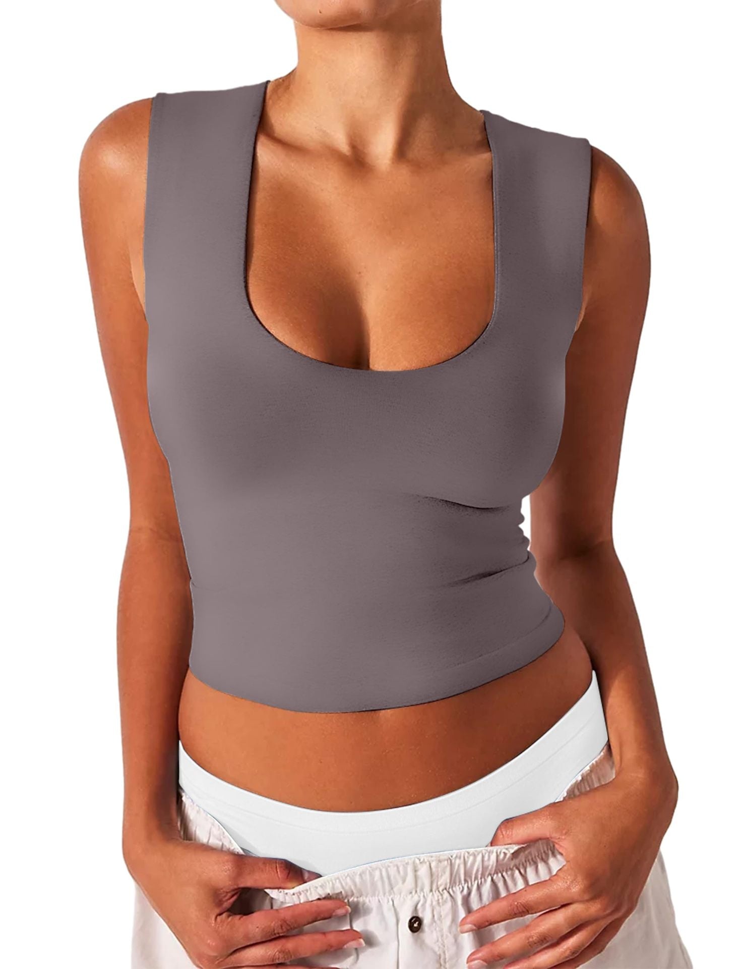 Women's Slim-fit U-neck Sleeveless Vest Top - globaltradeleader