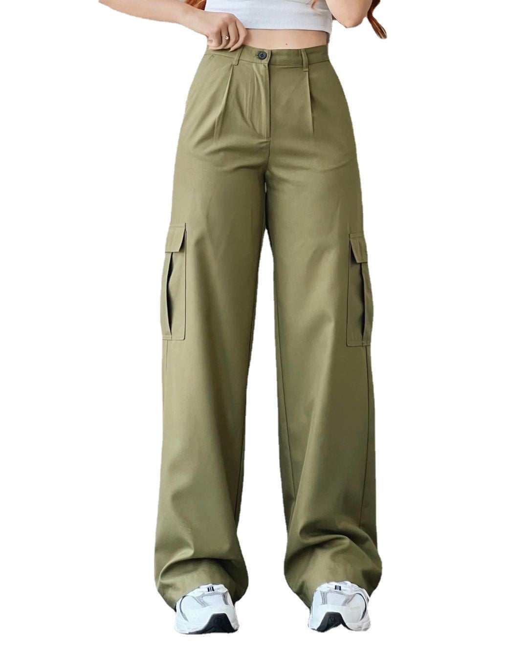 All-match Casual Pants Mid-waist Three-dimensional Pocket Pants Waist Overalls