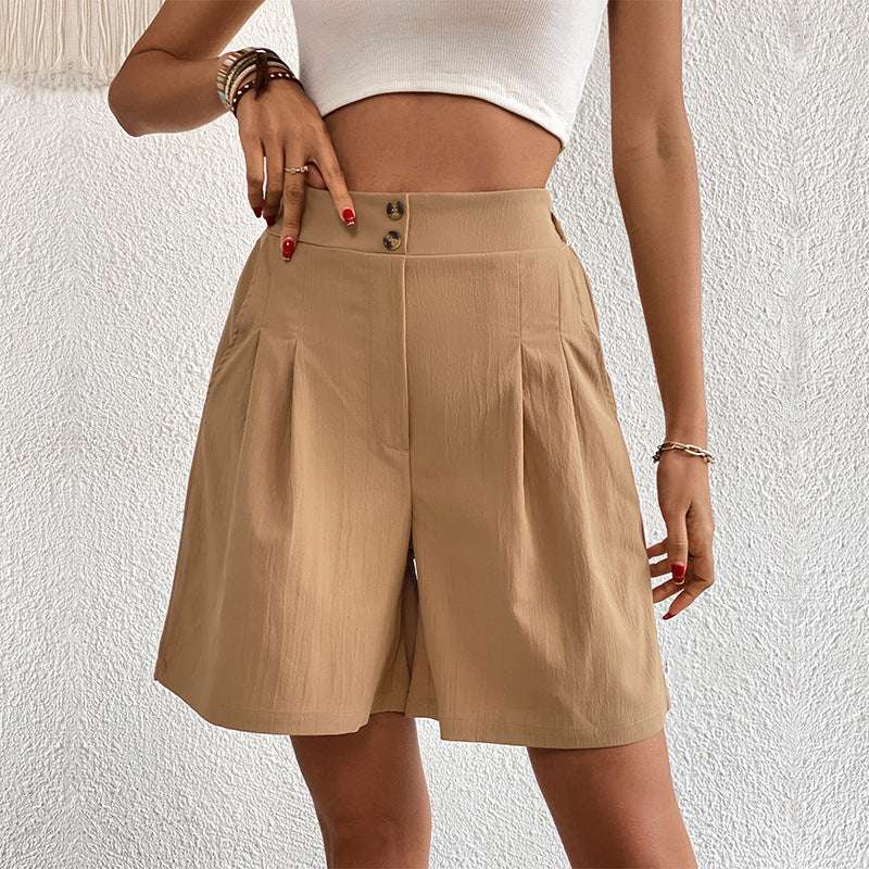 Summer New Loose Pants Casual Women&#039;s High Waist Wide Leg Shorts