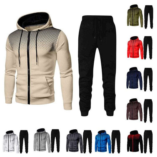 Sweater Trousers  Sports Fitness Casual Men's Autumn And Winter Zipper Suit Men