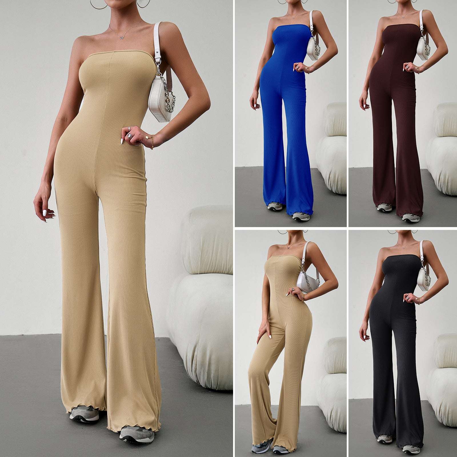 Diyun Designs European And American Women's Clothing Autumn And Winter Elegant Temperament Slim Sexy Tube Top Jumpsuit