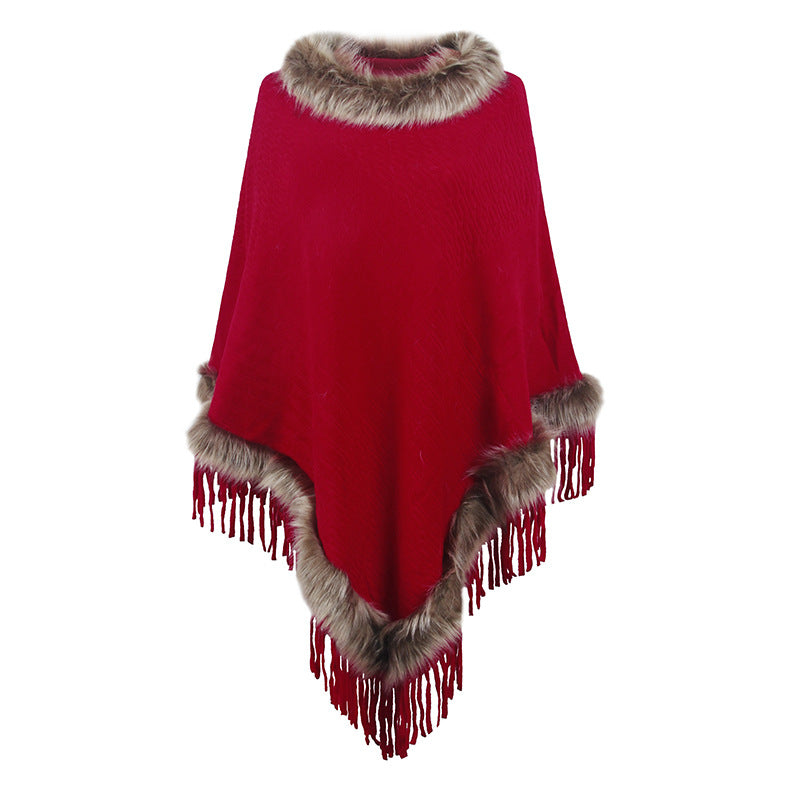 Mao Mao Yu Foreign Trade Knitted Tassel Cloak For Women