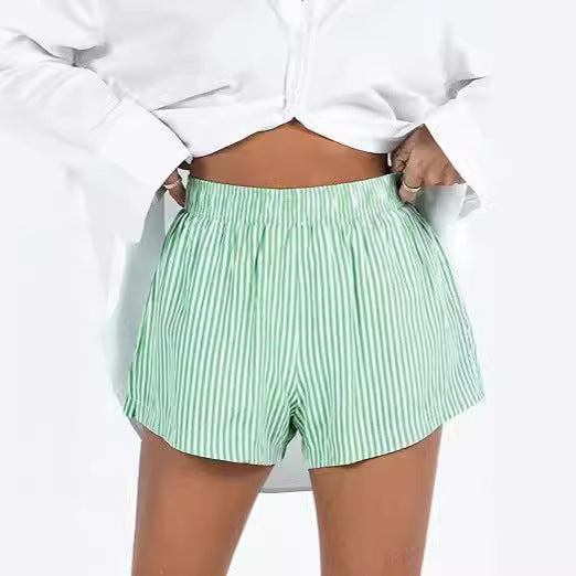 Fashion Loose Pockets Striped Shorts Women's Clothing - globaltradeleader