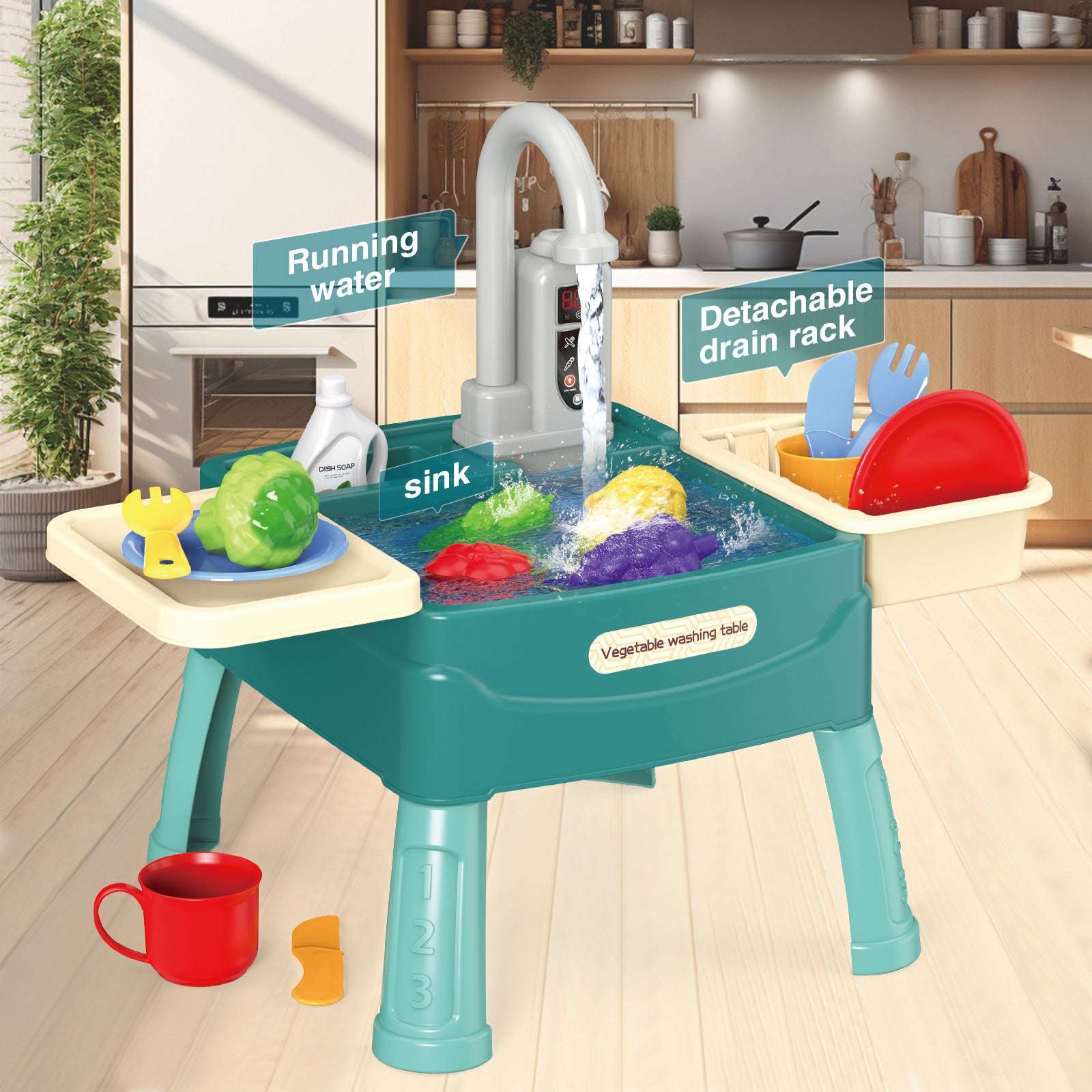 Children's Dishwasher Toy Simulation Kitchen Dishwasher Electric Circulation Water Washing Basin Play House Mini Set