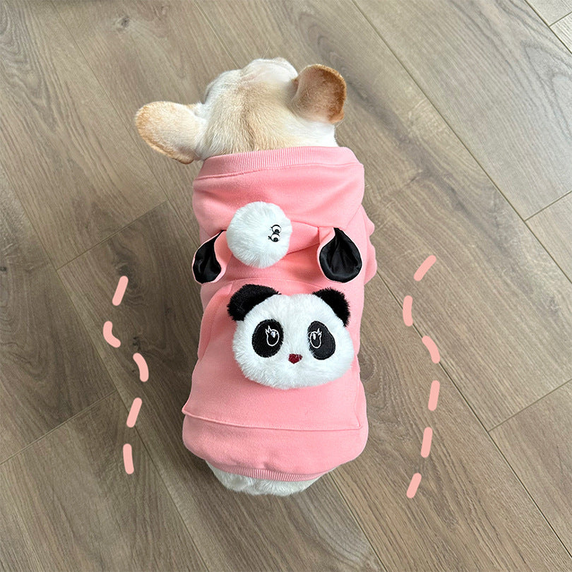 Pink Panda Velvet Thickened Cotton Elastic Cat And Dog Clothes Teddy French Dou Corgi Fashionable And Cute Autumn And Winter Bags