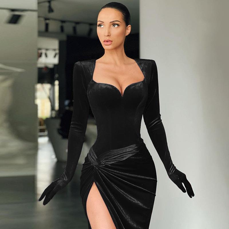Temperament Self-cultivation Bust Sexy High Waist Gloves Dress Dress Female
