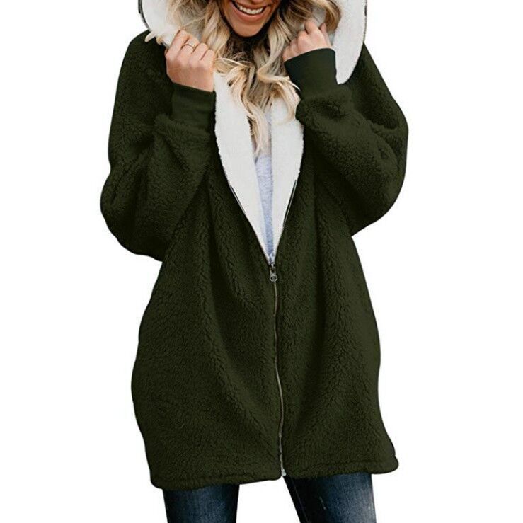 Autumn And Winter Hooded Zipper Cardigan Fur Coat Plush Sweatshirt