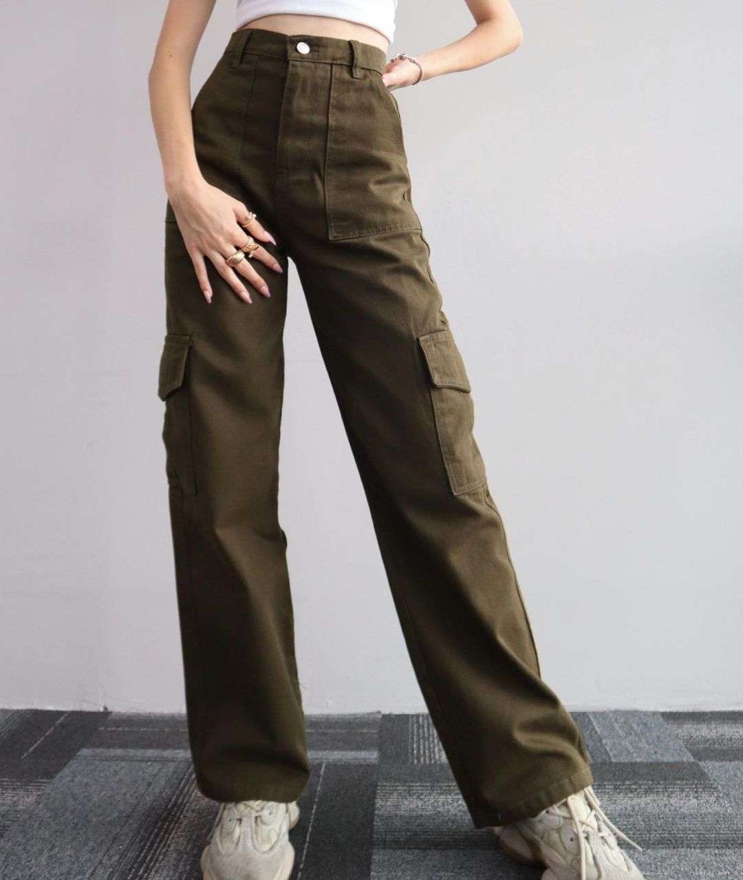 All-match Casual Pants Mid-waist Three-dimensional Pocket Pants Waist Overalls