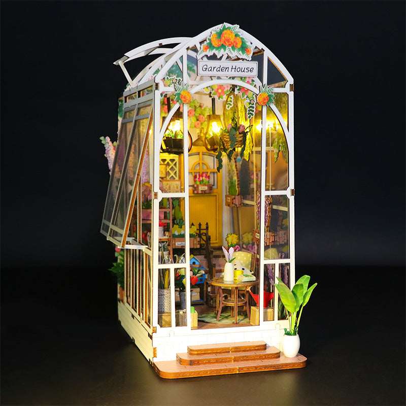 Hongda Diy Hut Garden House 3d Hand-assembled Book Stand Building Model Toy Gift