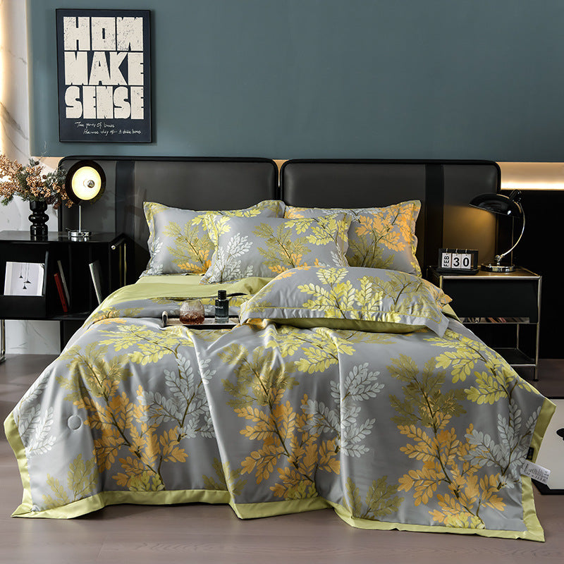 Printed Washed Tencel Summer Cooling Duvet Four-piece Set - globaltradeleader