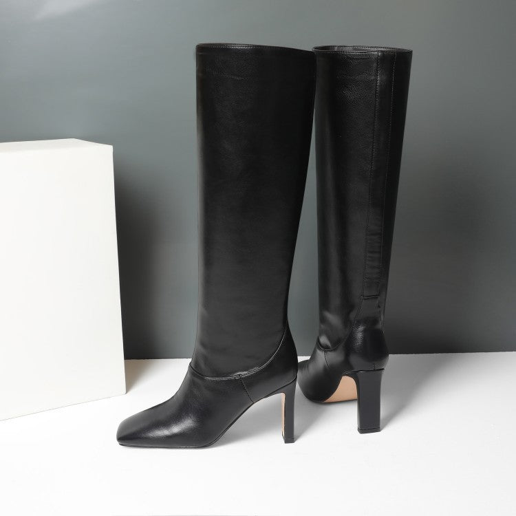 Autumn And Winter With Square Head Thin High Heel High Boots Large Size Women's Boots