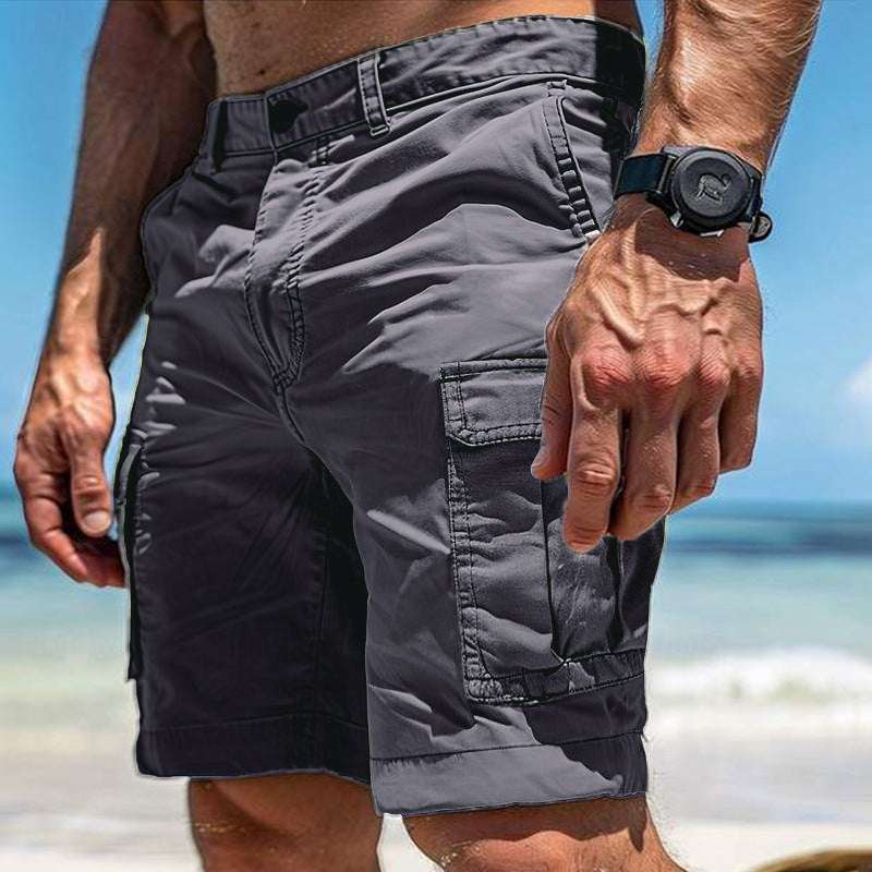Men's Cargo Shorts Summer Multi-Pocket Button Zipper Pants With Pockers Fashion Beach Pants - globaltradeleader