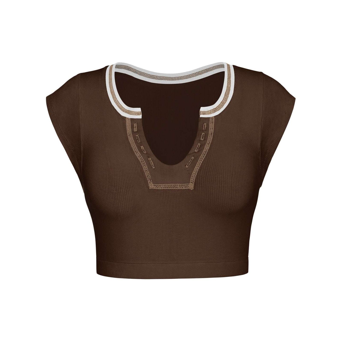 Summer Slim Ultra Short Sexy Hot Girl Top Knitted Threaded Spring And Autumn Bottoming T-Shirt