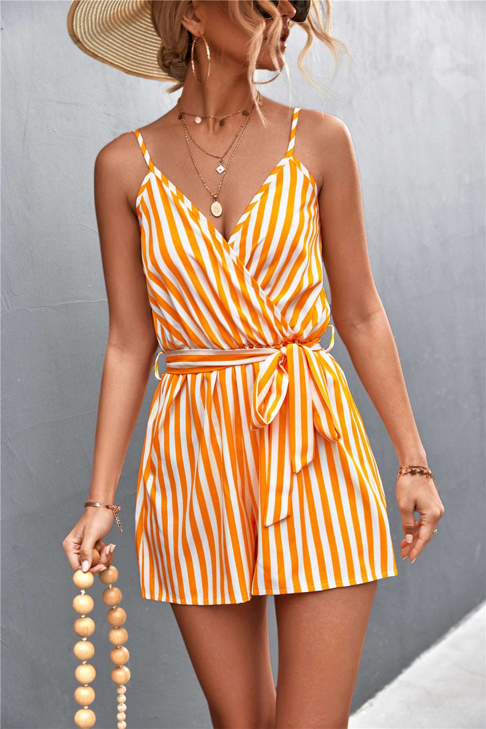 Sexy V-neck Striped Strap Jumpsuit For Women