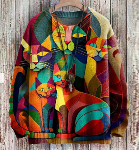 Fashion Floral Print Long-sleeved Women's Sweater - globaltradeleader