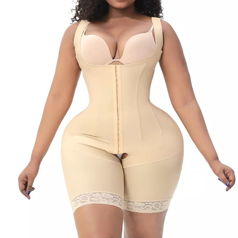 9 Steel Bone 3 Rows European And American Large Size Body Shaping Siamese One-Piece Abdomen Lifting Buttocks Body Shaping Clothes Waist Tight Corset