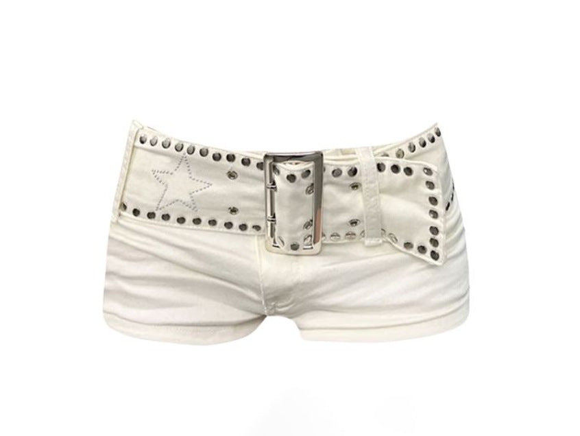 American Women's Low Waist Rivet Denim Shorts - globaltradeleader