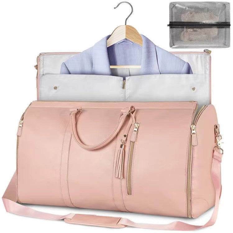 Travel Convenient Carry-on Clothing Bag Large PU Leather Duffel Bag Women;s Fashion