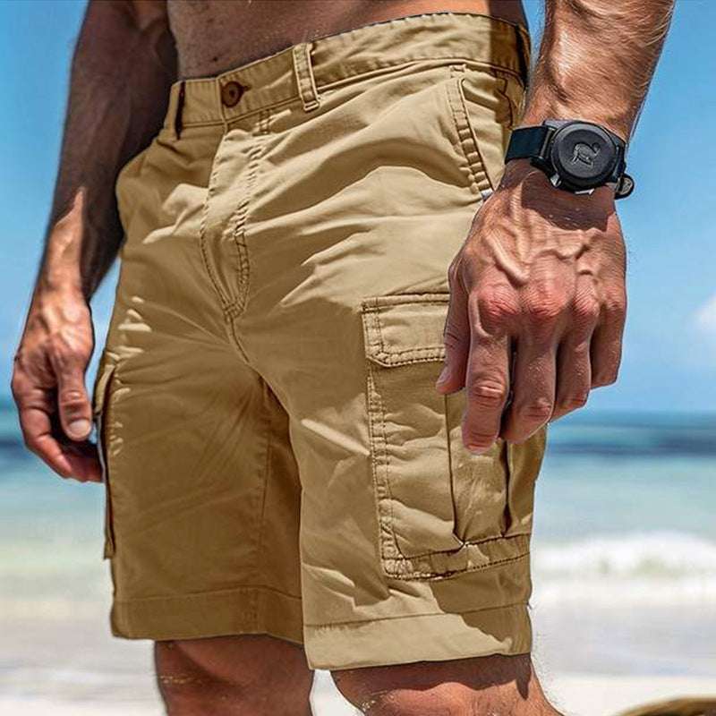 Men's Cargo Shorts Summer Multi-Pocket Button Zipper Pants With Pockers Fashion Beach Pants - globaltradeleader