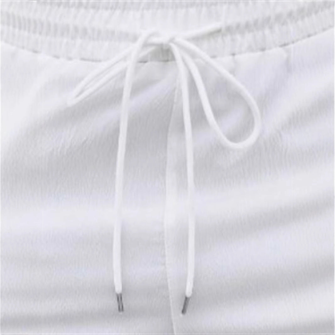 Drawstring Elastic Waist Breathable Solid Color Beach Shorts - globaltradeleader