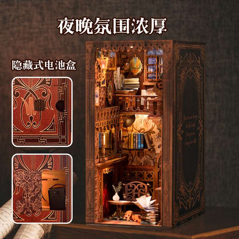 Eternal Bookstore Wooden 3-dimensional Handmade Assembled Book Stand Model Building Toy For Birthday Women