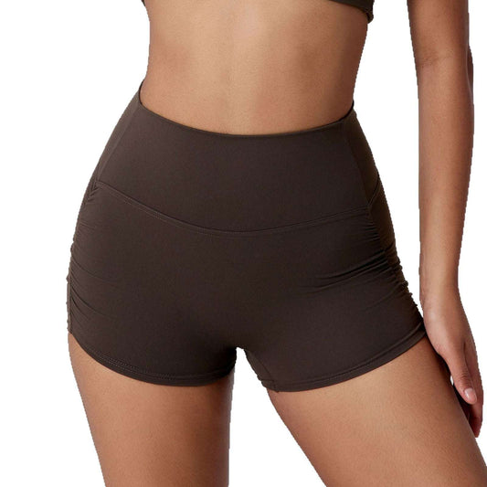Sports Fitness Pleated Peach Hip Outer Shorts - globaltradeleader