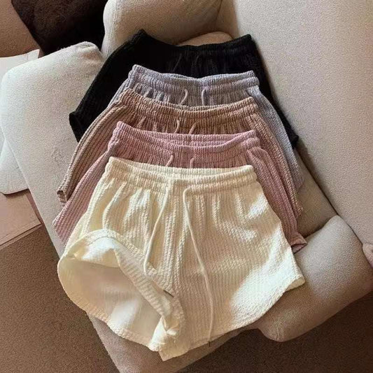 Women&#039;s Shorts Waffle New Summer High Waist Plus Size Shorts Internet Celebrity Fitness Sports Pants Loose Casual Pants