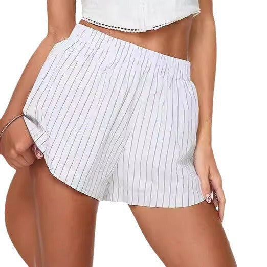 Fashion Loose Pockets Striped Shorts Women's Clothing - globaltradeleader