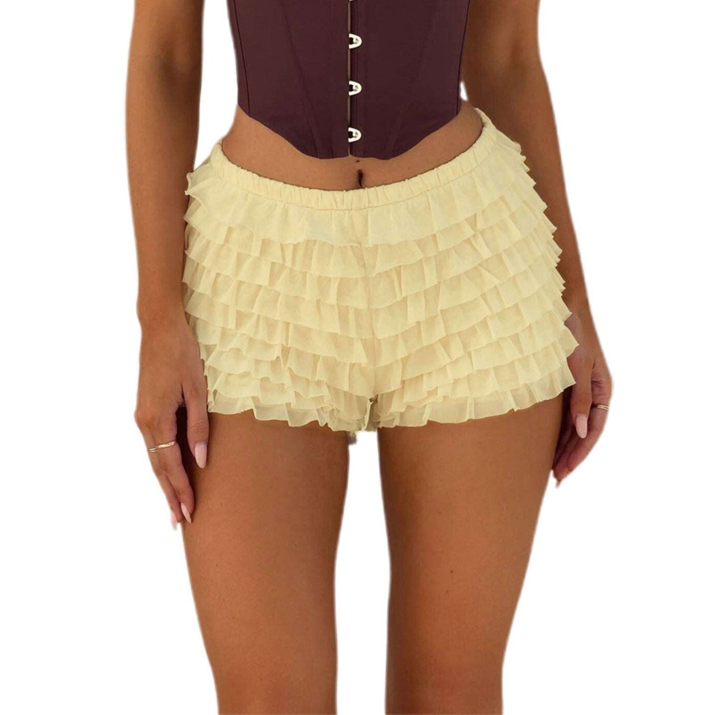 Sexy Hot Pants Women's Ruffled Wave Solid Color - globaltradeleader